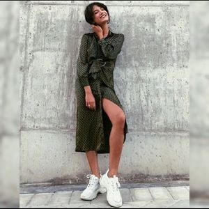 Zara Printed Dress with Buckle NWT